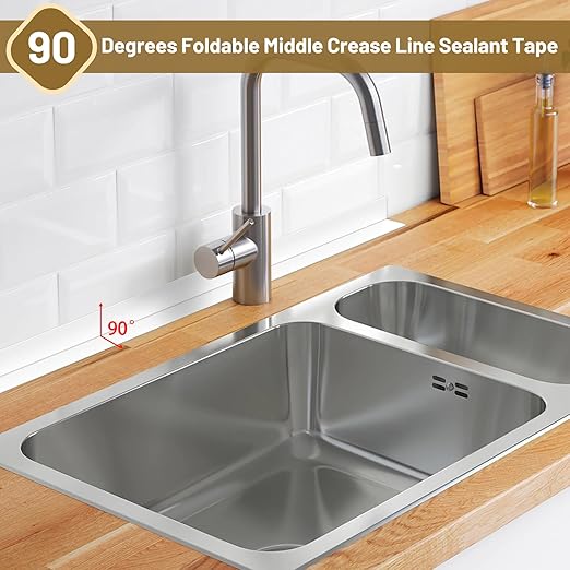 Caulk Tape Waterproof Self Adhesive, 2 Rolls Toilet Caulk Sealing Strip, Bathtub Caulking Sealant Tape for Kitchen, Bathroom, Countertop, Sink, Floor Wall Edge Protector(1.5" x 10.5Ft)