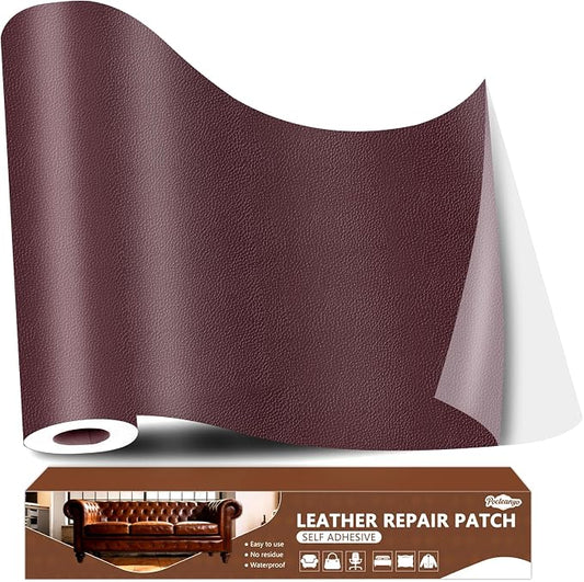 Dark Brown Leather Repair Tape, 16x120 Inch Leather Repair Patch Self-Adhesive, Waterproof Faux Leather Patch, Vinyl Repair Tape for Couch, Sofas, Furniture, Office Chair, Car Seats