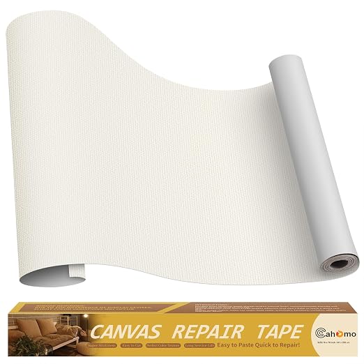 Canvas Repair Tape 16x79 inch, Self Adhesive Fabric Patches, Couch Repair Patch Kit, Fabric Repair Tape for Furniture, Sofas, Carpet, DIY, Headboards, Chairs, Pillows, Canvas Goods - Ivory White