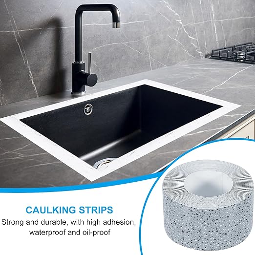 PATIKIL Caulk Tape 1.5" x 10.5 Ft, Self Adhesive Sealing Tape Waterproof Toilet Tub Caulk Sealant Strip Sealing Trim for Kitchen Bathroom Toilet Bathtub Sink Countertop, Deep Grey