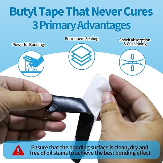 Butyl Tape 1/8" x 3/4" x 30', Double Sided Butyl Sealant Tape for RV, Trailer, Auto, Motorhome, Boat& Home Repair | Strong Adhesive