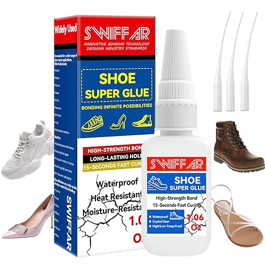 Shoe Glue, Heavy Duty Shoe Glue Sole Repair, Super Strong Fix Adhesive for Rubber Boot, Sneakers, Leather, Sandals, High Heels, Long-Lasting, Waterproof, Quick-Drying, Flexible and Clear