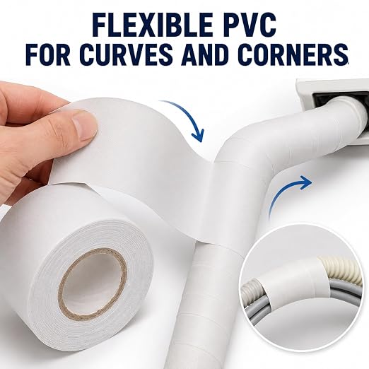 5 Rolls 2.4 in x 42 ft Each Air Conditioner Pipe Wrap Tape, PVC AC Line Set Tape, Weather-Resistant Tubing Protective Wrap for Mini Split Lines, Wires and Cables