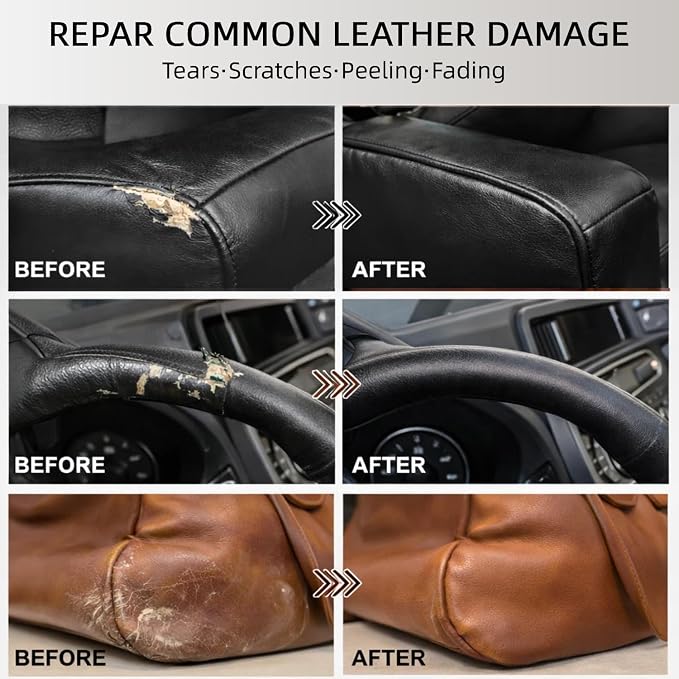 Leather Recoloring Balm 3.53Oz, 12H Quick-Dry Leather Vinyl Repair Cream Kit for Furniture, Couches & Car Seats- Restore Scratched, Faded, & Damaged Surfaces, Waterproof Restorer Gray