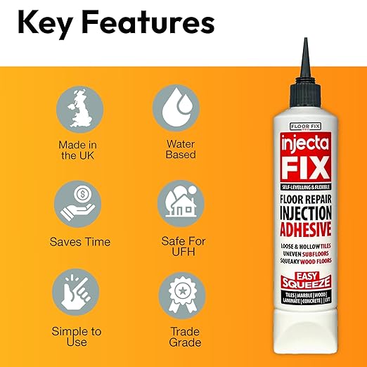 Floor-Fix Pro Eeasy Squeeze 10.1 Fl Oz - Extra Strength - Fix Loose & Hollow Tiles, Squeaky Wood & Laminate - Includes Built in 5/64” Syringe Tip - Adjustable to 5/64. No Sealant Gun Required (3)