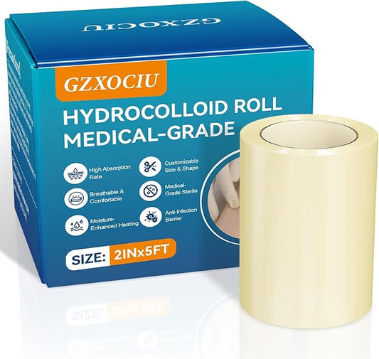 Hydrocolloid Bandages Roll: 2in x 5ft Ultra Adhesivas & Absorbent & Waterproof Large Hydrocolloid Patches for Wound Care Hydro Seal Wound Healing Hydrocolloid Dressing Bandaid Tape