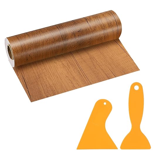 PATIKIL Wood Grain Repair Tape, 8" x 33' Self Adhesive Realistic Wood Tape with Scraper Durable Repair Patch for Furniture Floor Window Door Table DIY Home Decor, Ash-Tone Grain