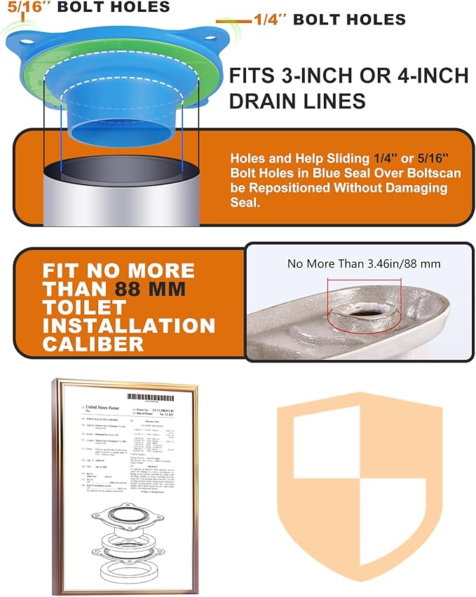 boeemi Elastic Wax Ring Toilet Repair Kit - No Wax Mess Installation, Premium Toilet Seal and Gasket Replacement - Fits 3"/4" Drain Pipes, DIY and Professional Toilet Repair Solution