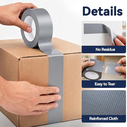 Duct Tape Heavy Duty, 10 Pack, 2 in x 30 Yard, 300YD Total | Duct Tape Heavy Duty Waterproof, Silver Duct Tape for Sealing and Repairs, Strong Adhesive, Tear by Hand