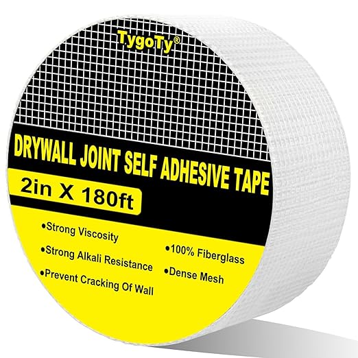 Drywall Joint Mesh Tape 2“×180 Ft，Strong Self-Adhesive 100% Fiberglass Drywall Repair Tape for Wall Crack and Seam Patch,White