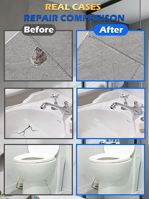 Tile Repair Kit, 2026 New Porcelain Tile Stone Crack Repair Kit (6 Color Match), Ceramic, Granite and Marble Repair Professional Kit for Kitchen Bathroom Balcony