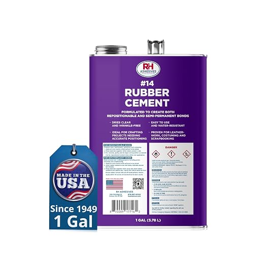 #14 Rubber Cement, 1 Gallon - Crafting, Leather, Upholstery, Costuming, Scrapbooking, DIY, Repostionable, Semi-Permanent - RH Adhesives