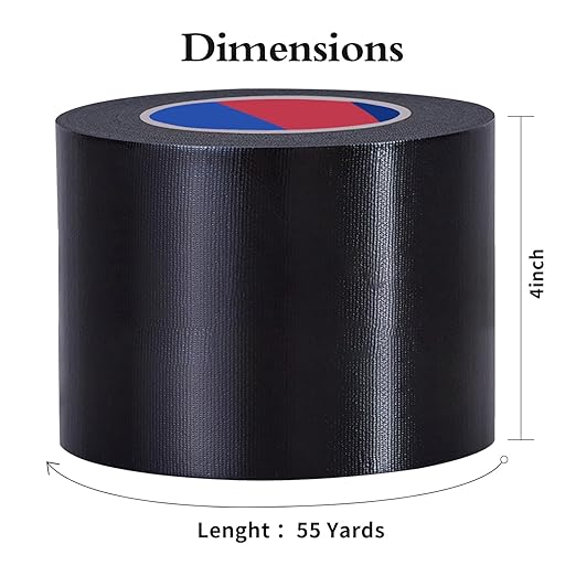 Black Heavy Duty Duct Tape, 4 Inch x 55 Yards, Industrial Grade Waterproof & UV Resistant, Strong Adhesive for Indoor Outdoor Repairs, Crafts, Home Improvement, Moving Packing and DIY Projects
