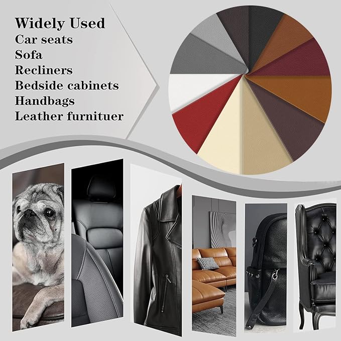 YAFLC Leather Repair Patch for Furniture, 17" x 79" Self Adhesive Leather Repair Kit Vinyl Repair Tape for Car Seat Sofa Jackets Couches Chair Medium Beige