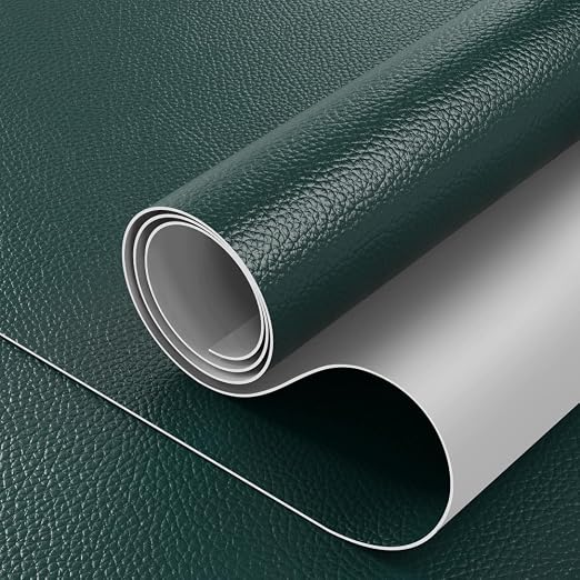 16x100 inch Leather Repair Tape Self Adhesive Strong Glue DIY Fabric Material for Sofa Desk Chair Automotive Interior Seat Skin, Dark Green