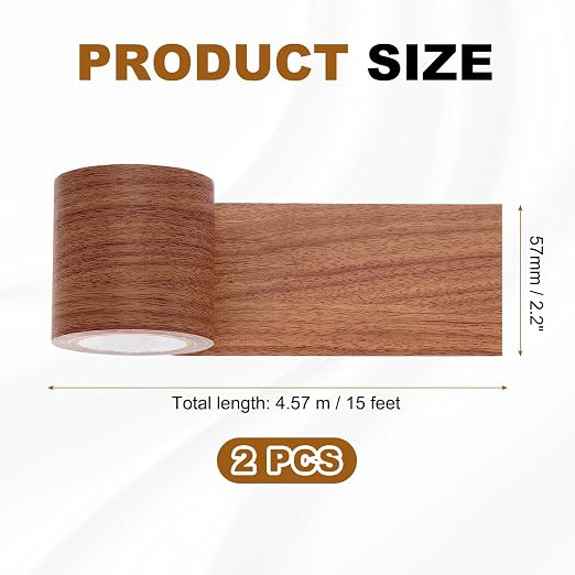 uxcell 2 Pcs Wood Grain Repair Tape, 2.2" x 15ft Self Adhesive Wood Grain Colored Duct Tape Waterproof Repair Patch for Furniture Floor Scratch Fix, Baseboards, DIY Decor, Chocolate Pine