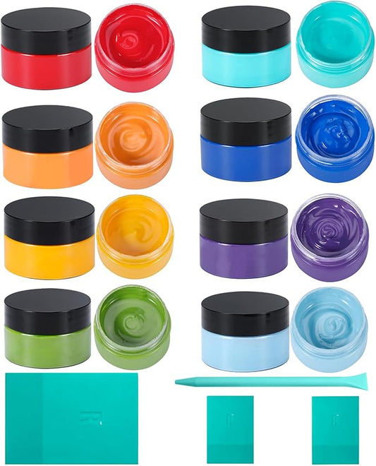 8 Colors Screen Printing Chalk Paste Kit with 4 Squeegees, 50g/Jar Reusable Self-Adhesive Stencil Paint for Wood, Glass, Canvas, Chalkboard, DIY Home Decor Crafts & Art Supplies