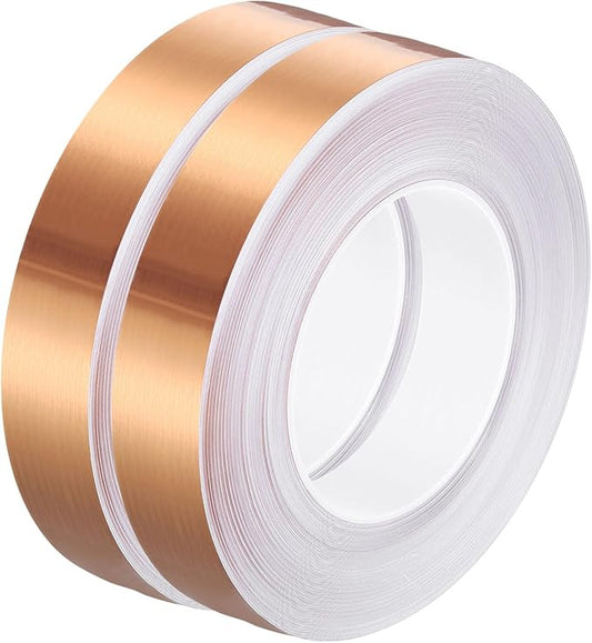 HARFINGTON 2Pcs Floor Tiles Rose Gold Foil Lines Metallic Mirror Tape 0.98" x164 Ft Self Adhesive Decor Floor Wall Seam Sticker Waterproof Gap Sealing Tape for Kitchen Bathroom Cabinet