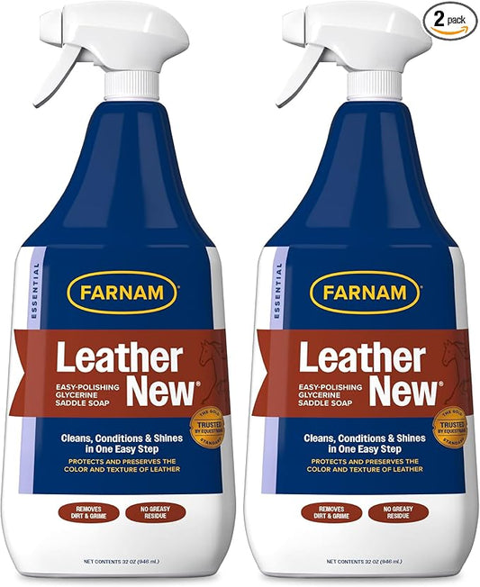Farnam Leather New Easy-Polishing Glycerine Saddle Soap and Leather Saddle Cleaner, Protects and Preserves Leather, Cleans, Conditions and Polishes, 32 Oz. (Pack of 2)