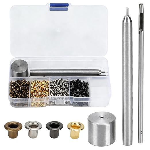 Grommets 2mm Metal Eyelets Kit, 800 PCS Small Grommet Kit with 3 Pcs Install Tool and Storage Box, Leather Grommet Kit for Shoes Clothes Crafts Bag Project