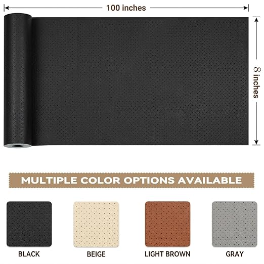 Qextce Perforated Leather Repair Patch Tape, Brown, 8x100 Inch | Breathable, Self-Adhesive, For Furniture, Couches, Car Seats, Office Chairs, Faux Leather & Vinyl Repair Kit