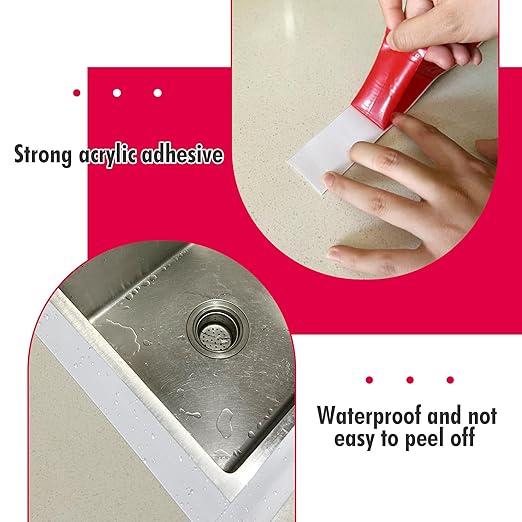 2 Rolls White Caulk Tape Waterproof Self Adhesive, Caulk Strip, Tub Sealer Strip Waterproof, Toilet Sealer Around Toilet Base, Peel and Stick Shower