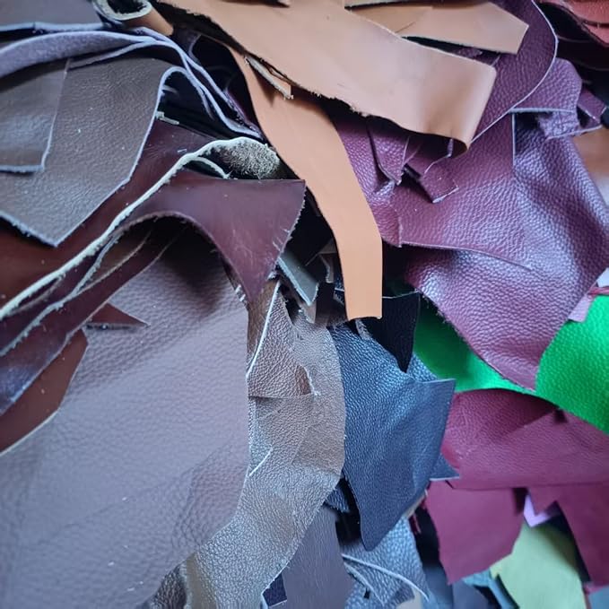Leather Scraps, 0.8-1.4mm (2-3.5oz) Thick Genuine Cowhide Scraps, Leather Scrap for Tools/Crafts/DIY, Mixed Colors,Leather for Crafting(Thin,500 Grams)