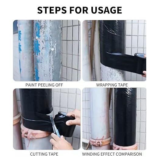 ADHES Corrosion Protection Pipe Tape, PVC Weatherproof Wrap Duct Tape for Drain Pipe, Metal & Electrical Piping, Outdoor, Underground Pipe, 4 Inch X 36 Yds, Black