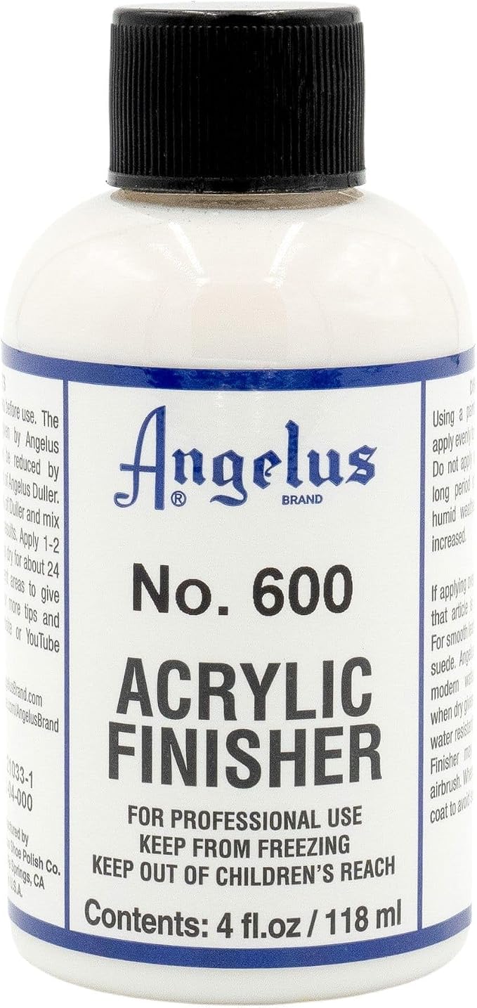 Angelus No. 600 Acrylic Leather Finisher – Flexible Clear Coat for Leather Shoes, Bags, Jackets & Accessories, High Shine Finish for Leather Craft & Restoration. No. 600-4 fl oz