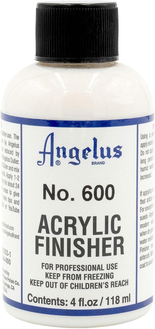 Angelus No. 600 Acrylic Leather Finisher – Flexible Clear Coat for Leather Shoes, Bags, Jackets & Accessories, High Shine Finish for Leather Craft & Restoration. No. 600-4 fl oz