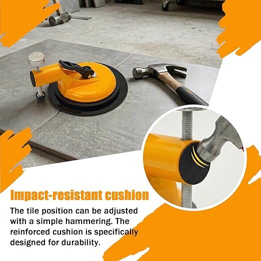 2026 Floor Gap Fixer Tool, Professional Adjustable Height Setter with Heavy-Duty Rubber Suction Cup & 2 PCS Sticky Pads, Tile Leveling System for Installation, Repair & Precise Seam Alignment (Yellow)