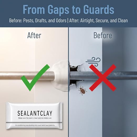4Pack Upgraded Fast Drying Sealant Clay, Moldable Repair Mastic for Drain Pipe Connection, Wall Hole Filling and Air Conditioner Gap Sealing