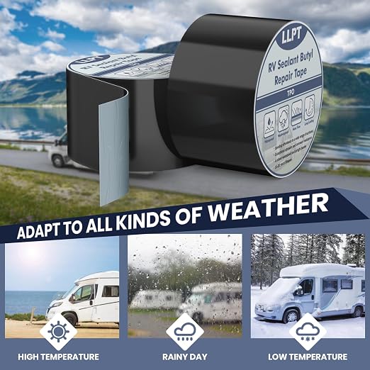 LLPT Roof Seal Tape Black 4" x 50 Ft | Strong Adhesion, UV Stable, Extreme Durable, Waterproof Airtight Patch Tape for Window RV Boat Vent Trailer Camper