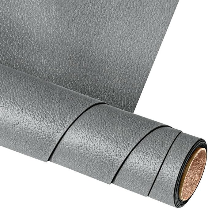 Gray Leather Repair Patch,19.7 × 54 inch Self Adhesive Leather Repair Tape,DIY Large Vinyl PU Patches for Furniture,Couch,Sofa,Car Seats,Office