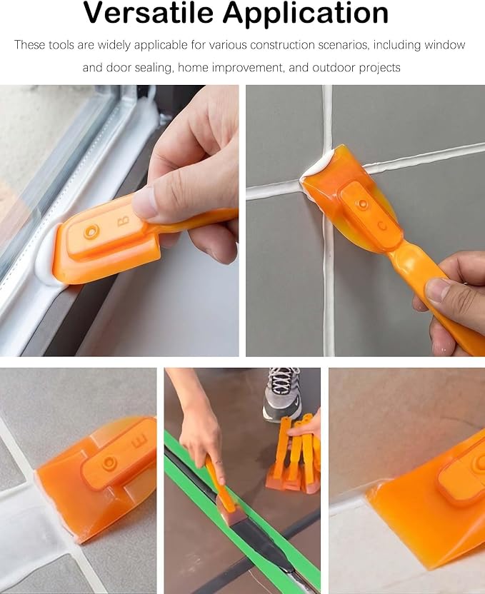 5 Sizes Rubber Caulking Tools Set | Caulk Spreader with Long Handle,Flexible Reusable Caulk Remover for Tile, Glass, Door, Window, Bathroom,Home Improvement