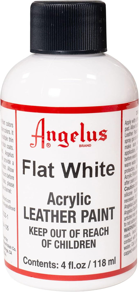 Angelus Acrylic Leather Paint for Shoes, Sneakers, Leather, Canvas, Furniture, and More - 4 fl oz, Flat White