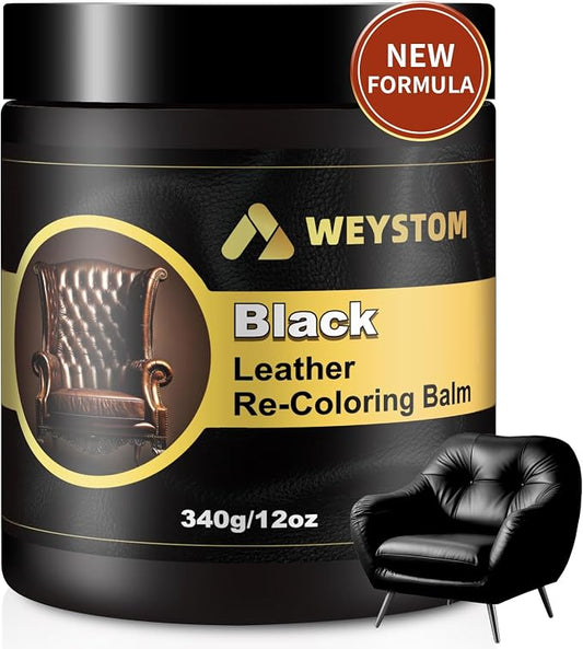Leather Recoloring Balm, 12oz Large Size Leather Dye, Color Restorer, Scratch Repair, Furniture & Couch Restorer Kit, Repair Kit for Furniture(Black)