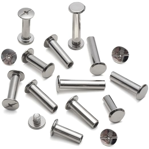 YORANYO 70Sets Chicago Screws Leather Rivets Assorted Screw Rivets Chicago Binding Screws for Decorate and Repair Leather Craft Belt Bag Shoes Purse Bookbinding (Silver, M5*15,18,20,25)