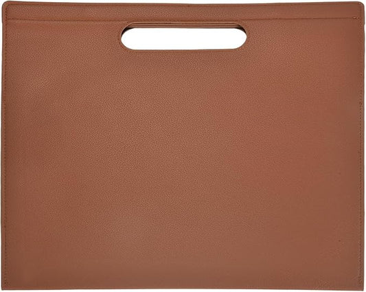 PATIKIL Leather Folder, 13.3x12.6 Magnetic Leather Document Holder File Folder PU Pouch Bag Portfolio File Organizer Handbag Personal Envelope Waterproof for Traveling Men Gift, Brown