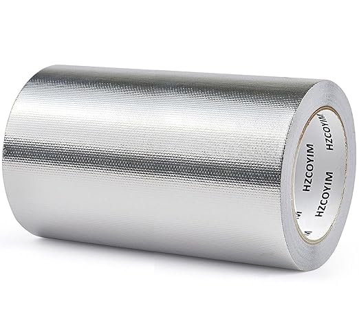 Silver Aluminum Foil Adhesive Tape 8in x 66ft High Temperature Resistant Heat Shield Blocking Tape for Car Exhaust Pipe/Air Conditioning Pipe/HVAC