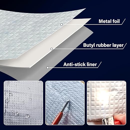 Butyl Tape Waterproof Sealing Tape 4Inch x 34Feet, Aluminum Foil Tape, Butyl Sealant Tape for Pipe Sealing, RV Repair, Window, EDPM Roof Leak Patching, Boat and Pipe Sealing
