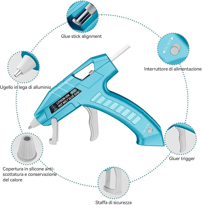 Cordless Hot Glue Gun 20W, Quick Heat Glue Gun & 30-Stick Glue Stick Set, with Type-C Charger for Crafts, DIY Projects, and Home Repairs