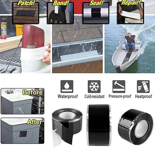 Silicone Tape for Pipe Leaks | Self-Adhesive Waterproof Tape | Insulating Silicone Grip Tape, 1 Inch x 5 Ft Rubber Tape for Pipe, Hose Repair Tape, Stop Leak Tape for Cars Pipes Ship Hoses