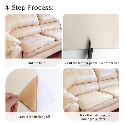 BSZHTECH Leather Repair Tape, Self-Adhesive Leather Repair Patch for Couch Furniture Sofas Car Seats, Advanced PU Vinyl Leather Repair Kit (Beige, 3.9X79 inch)