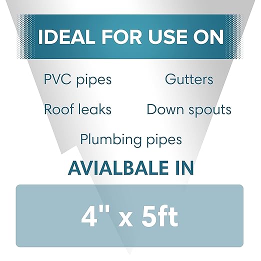 Polar TapeSeal Clear - 4" x 5 ft | Rubberised Waterproof Tape for Leaks & Cracks on Roofs, PVC Pipes, Downpipes, Plumbing & Gutters | All-Purpose Indoor & Outdoor Sealant Tape for Lasting Protection