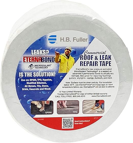 EternaBond RoofSeal White 6" x50' MicroSealant UV Stable RV Roof Seal Repair Tape | 35 mil Total Thickness - EB-RW060-50R - One-Step Durable, Waterproof and Airtight Sealant