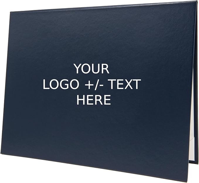 Navy Blue Faux Leather Document Cover A4 (8.3x11.7 UK) Size | Tent-Style Opening, Non-Padded with Custom Metallic Foil Printing | Professional Presentation for Awards, Diplomas and Certificates