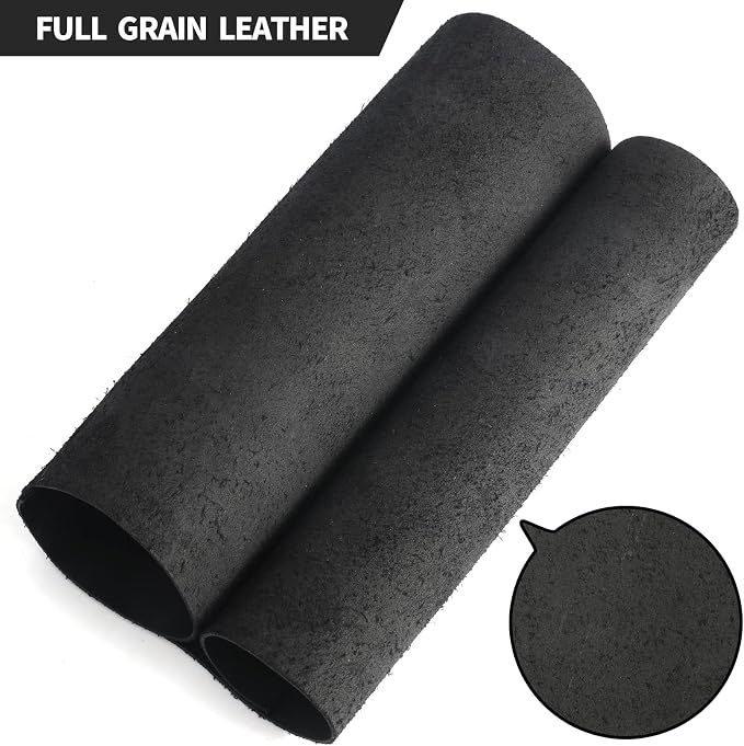 RingSun Genuine Leather Sheets for Leather Craft (2mm), Full Grain Leather for Tooling Craft Sewing(10''X10'', Black)