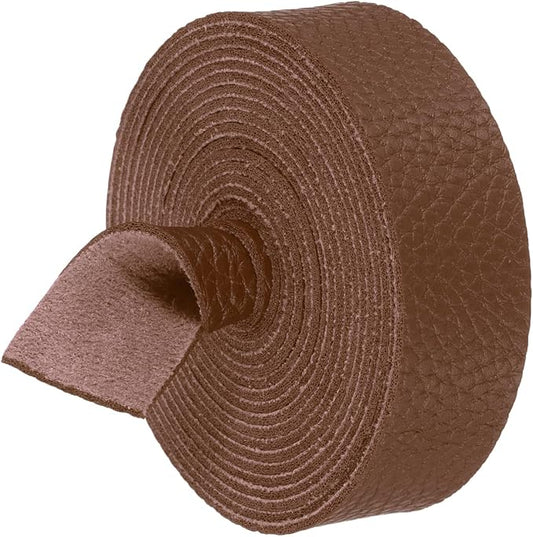 MECCANIXITY Faux Leather Strap, 1" Width x 98" Long Grained Leather Belt Strip Trim Roll for DIY Craft Projects, Pet Collars, Traction Ropes, Bag Straps, Hobby Workshop (Brown)