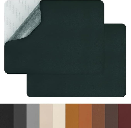 SYLVASS Self Adhesive Leather Repair Patches for Couch, Sofas, Furniture, Car Seats, Office Chairs, Pack of 2 Dark Green